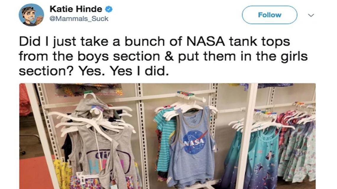 Arizona State University professor Katie Hinde pulled off a “tiny-scale, subversive, nonviolent, direct action of moving merchandise around to disrupt gender stereotypes” at a Target store over the weekend and really ticked off Twitter.