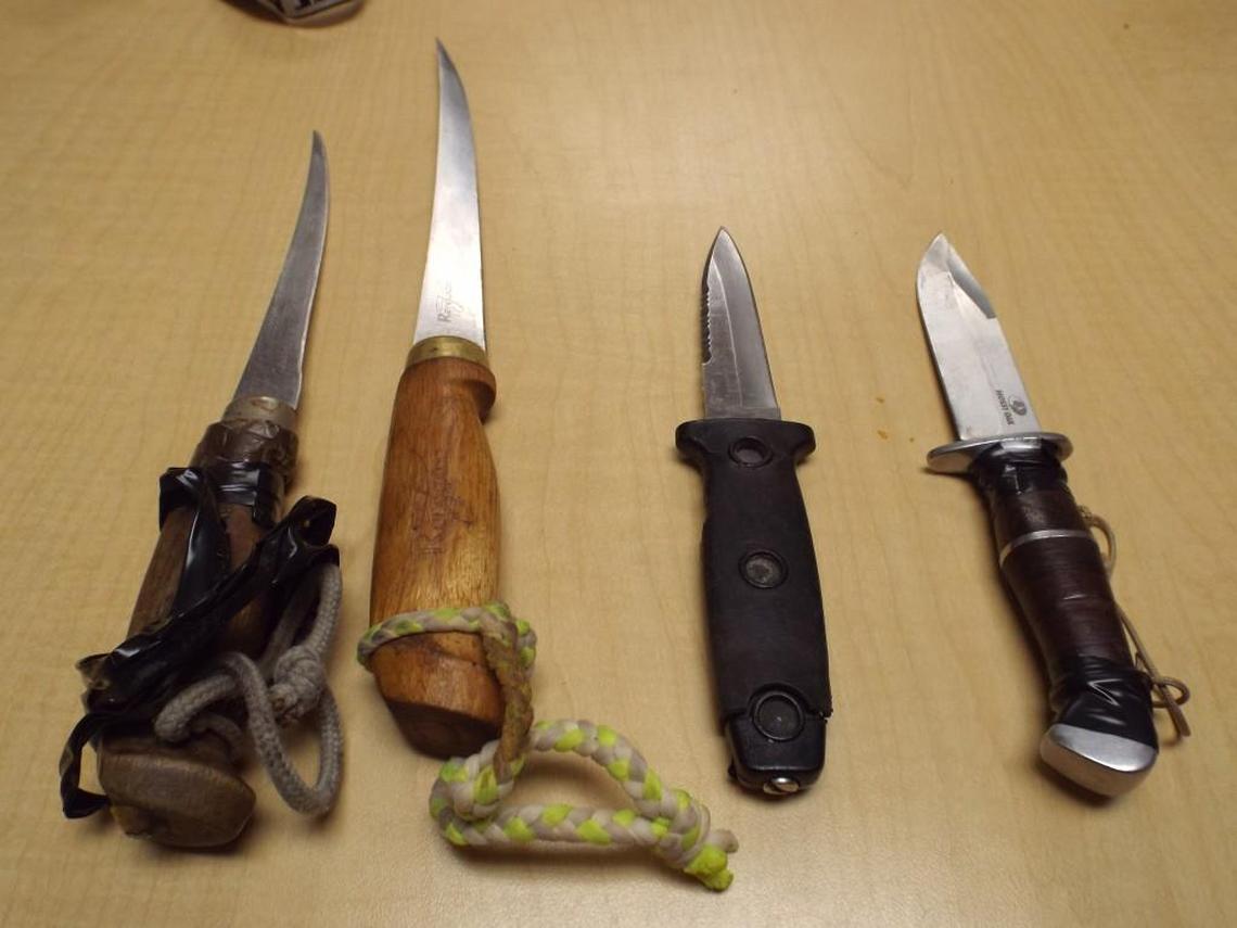 The knives police found on Gaither Sunday.