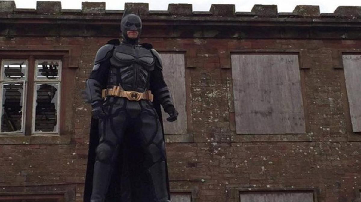 A British costume company has dispatched the Caped Crusader to the streets to “battle” creepy clowns.