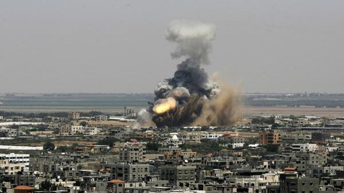 
An Israeli missile exploded on impact in Rafah, southern Gaza Strip, on Tuesday.
