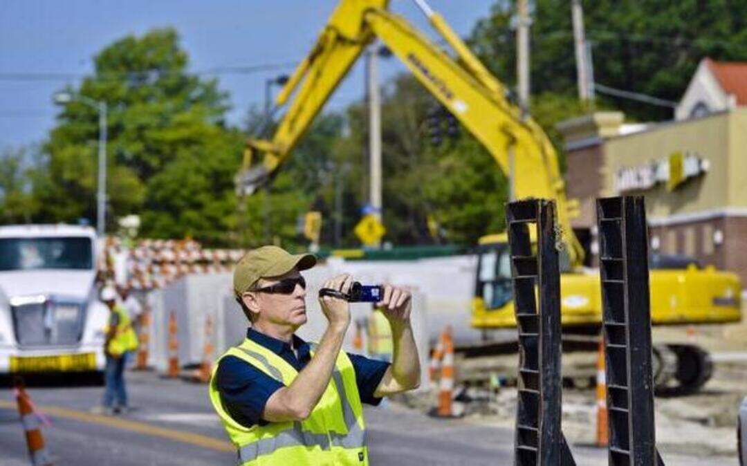 
Marty Matthews with the Labor Management Fair Contracting Foundation documented a construction site on Johnson Drive in Mission this summer. Matthews gathers information to help ensure that workers are receiving the prevailing wage set by state and federal guidelines. 
