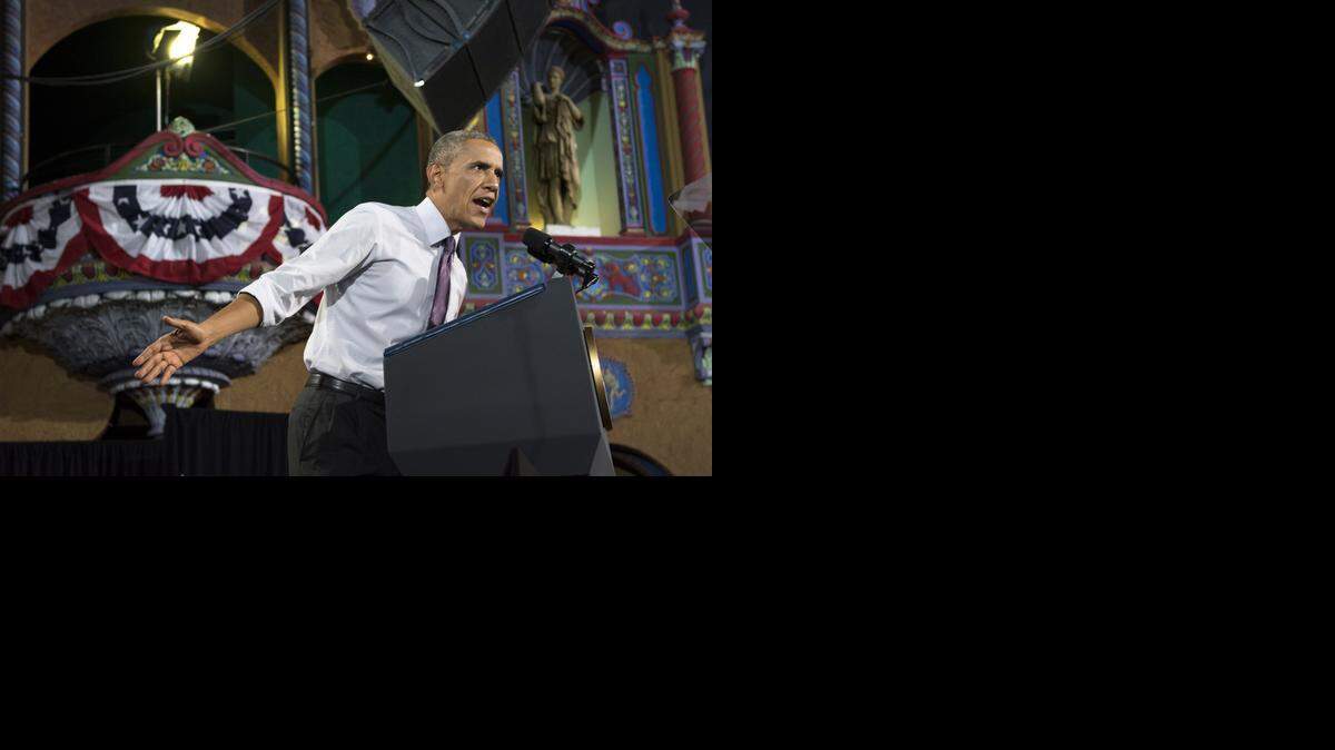 
President Barack Obama rallied support for his economic policies Wednesday at the Uptown Theater in Kansas City.
