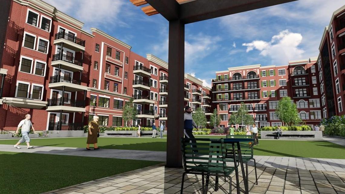 The proposed West Port Terrace and Manor Square project in Westport includes a courtyard.
