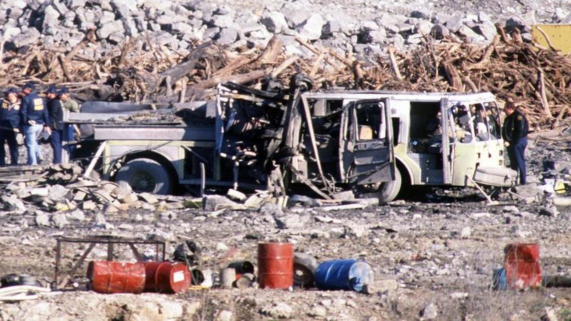 
Investigators looked over the scene of the massive explosion that claimed the lives of six Kansas City firefighters in 1988. 
