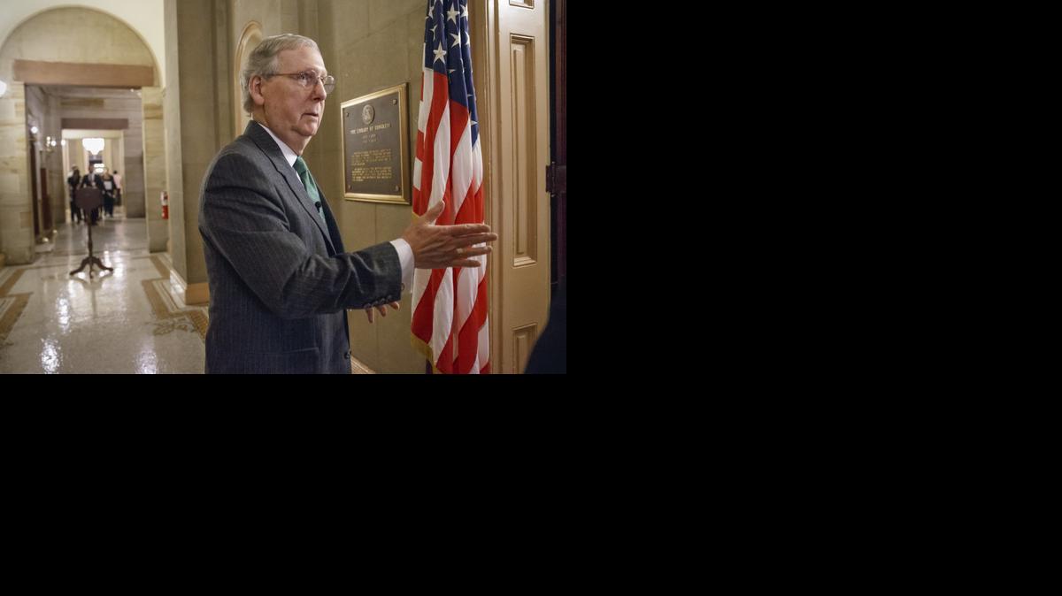 
Incoming Senate Majority Leader Mitch McConnell, R-Ky., outside of his office at the Capitol 

