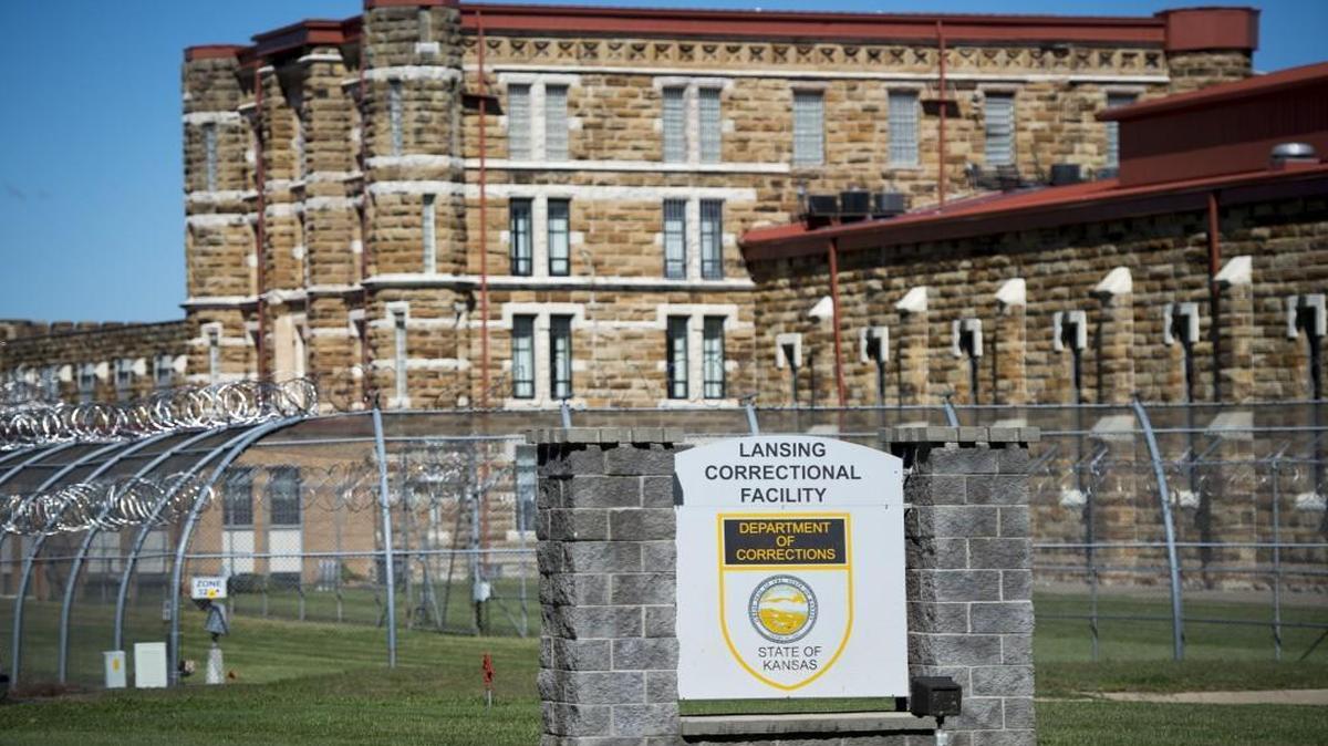 Two groups of inmates fought Friday in a dining hall at the Lansing Correctional Center in Lansing, Kan.