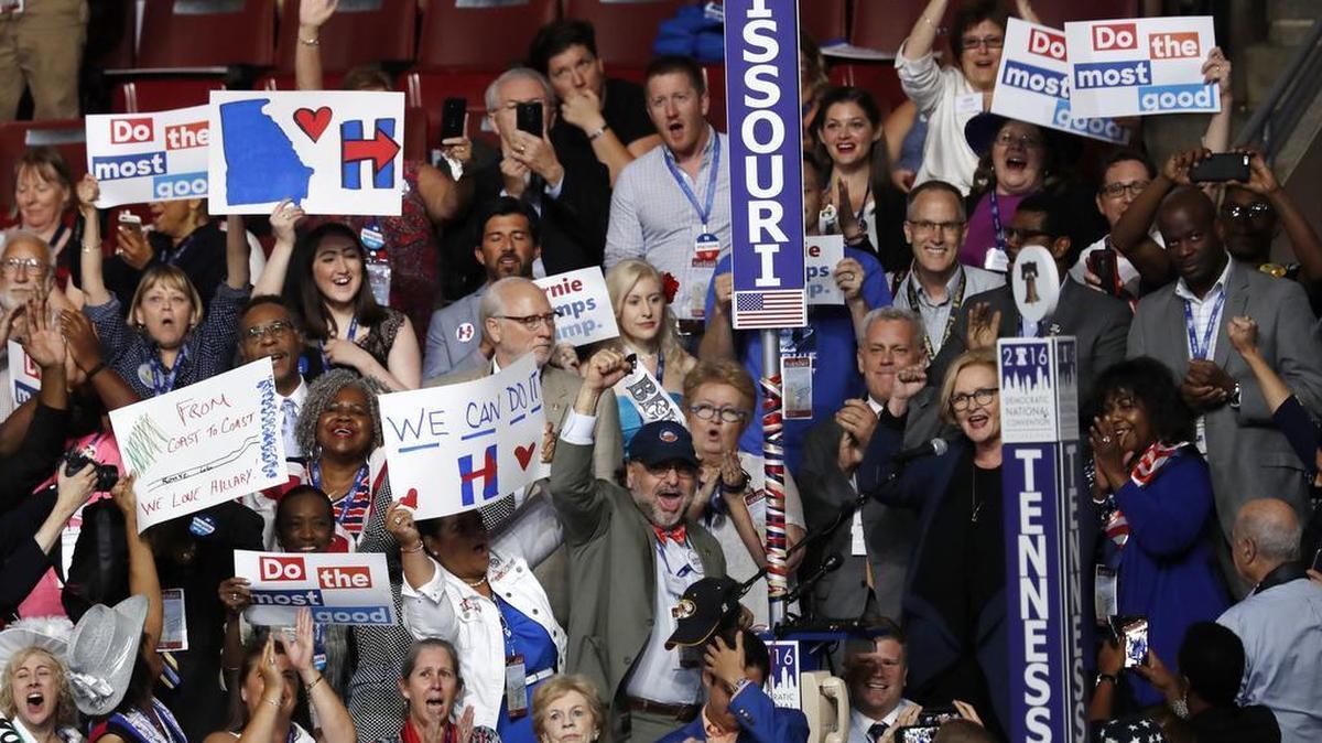 Delegates from Missouri cast their votes for president at the Democratic National Convention with enthusiasm, but the prospects of the state going for Hillary Clinton are remote and the state’s bellwether status has all but disappeared.
