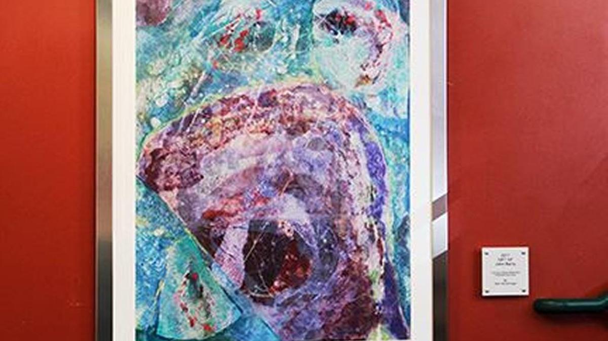 Titled “Lacing Future Histories,” this is the second piece of art by Jean Van Harlingen that has been donated to the Irene B. French Community Center, 5701 Merriam Drive.