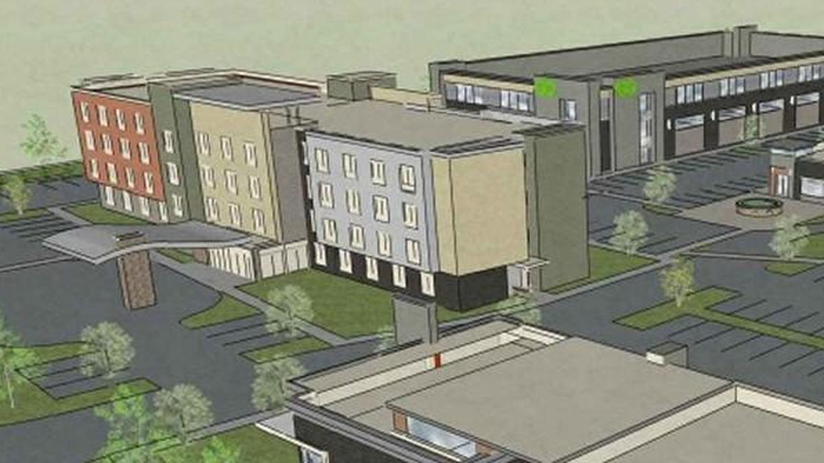 A rendering of Metcalf Crossing, which could feature a hotel and retail