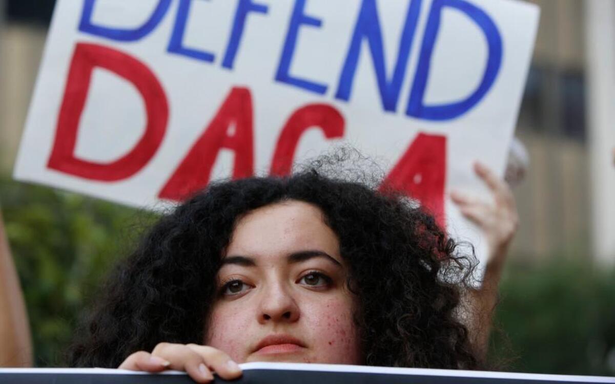 Loyola Marymount University student and Dreamer Maria Carolina Gomez joined a rally in support of the Deferred Action for Childhood Arrivals, or DACA, program Friday in Los Angeles.