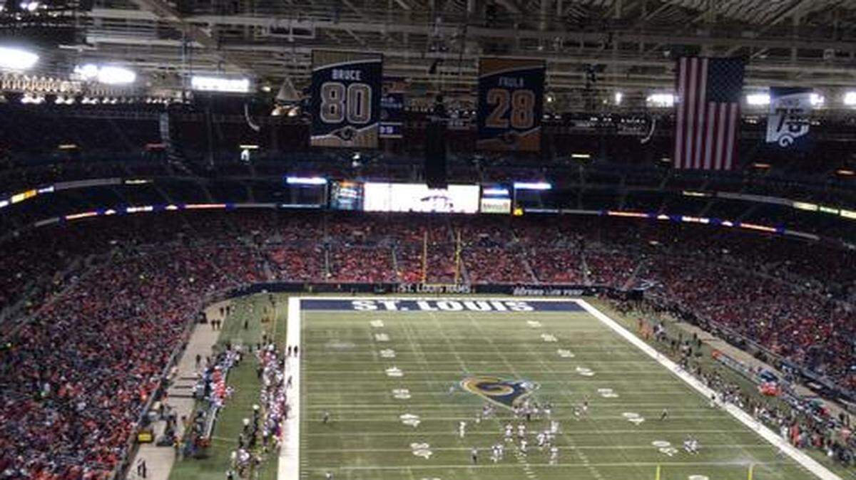 
Football fans complain about the darkness and small size of the video boards inside the Edward Jones Dome.
