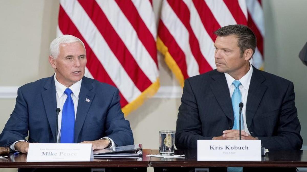 Vice President Mike Pence, left, and Kansas Secretary of State Kris Kobach lead the Presidential Advisory Commission on Election Integrity.