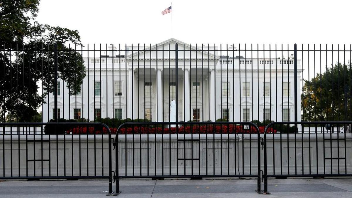 The perimeter fence in front of the White House on the North Lawn along Pennsylvania Avenue in Washington, D.C.