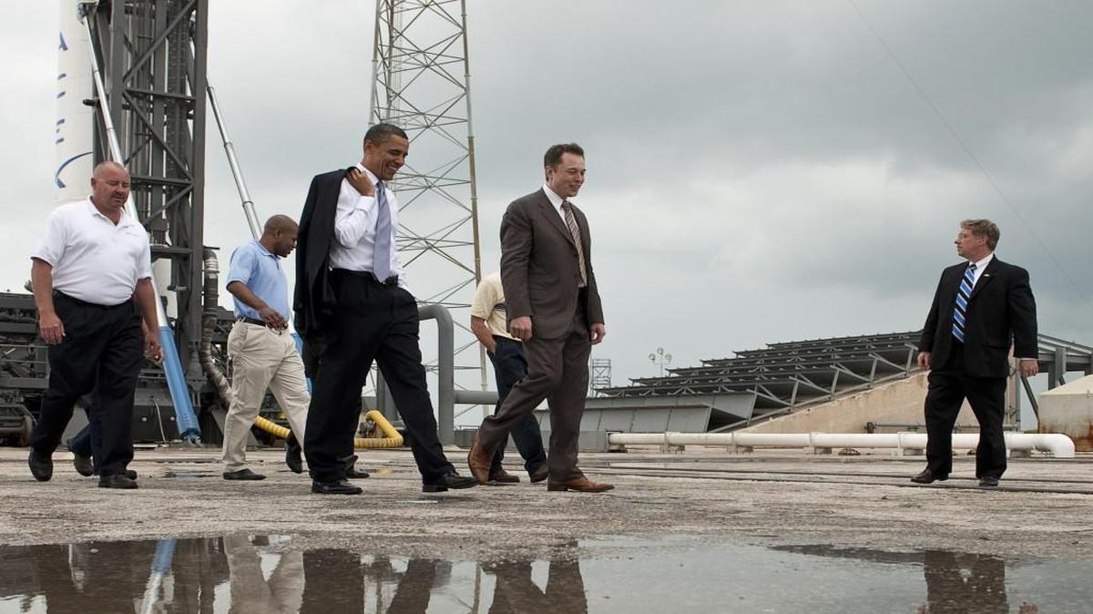 In this 2010 photo from NASA, President Barack Obama toured the commercial rocket processing facility at Cape Canaveral, Fla., with SpaceX Chief Executive Elon Musk. Obama called Tuesday for the U.S. to send humans to Mars by the 2030s, showcasing budding partnerships between the U.S. government and commercial companies.