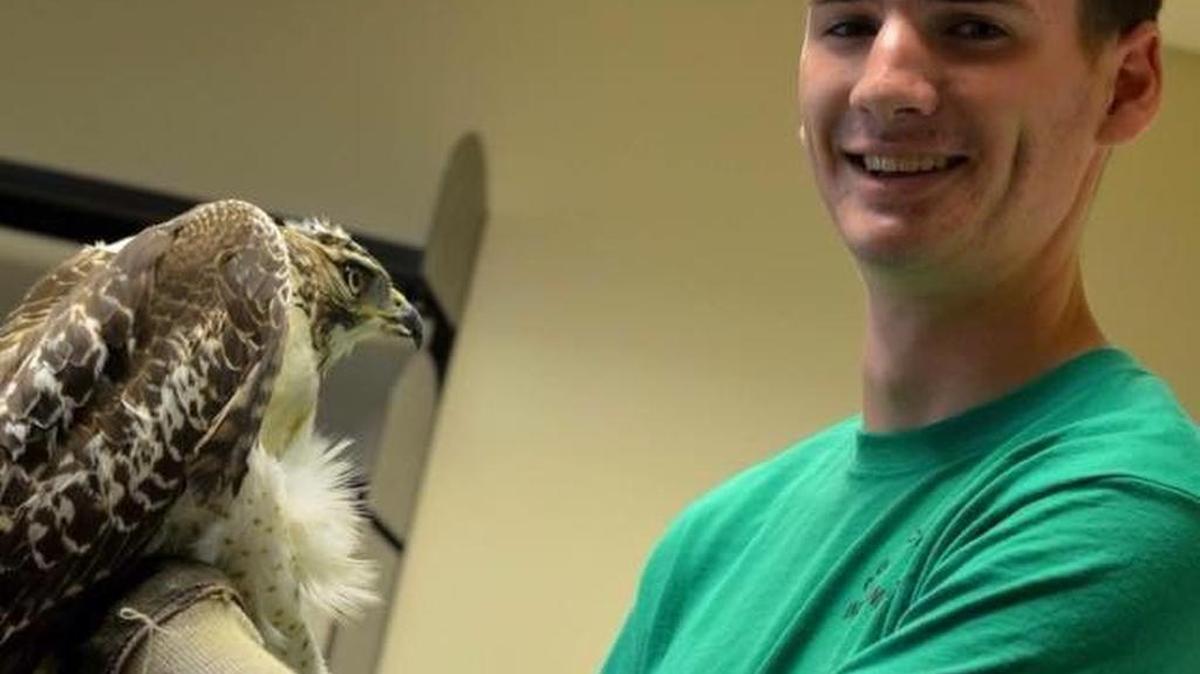 
Kaleb Baber, who was selected to participate in AgDiscovery at Iowa State University in Ames, holds a bird of prey. 
