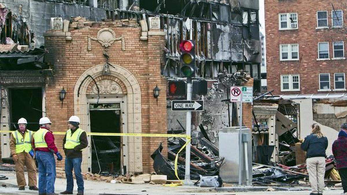
JJ’s Restaurant in Kansas City, just west of the Country Club Plaza, was destroyed by an explosion and fire on Feb. 19, 2013. The next day, investigators searched through the wreckage. The blast killed one woman and injured more than a dozen others. 
