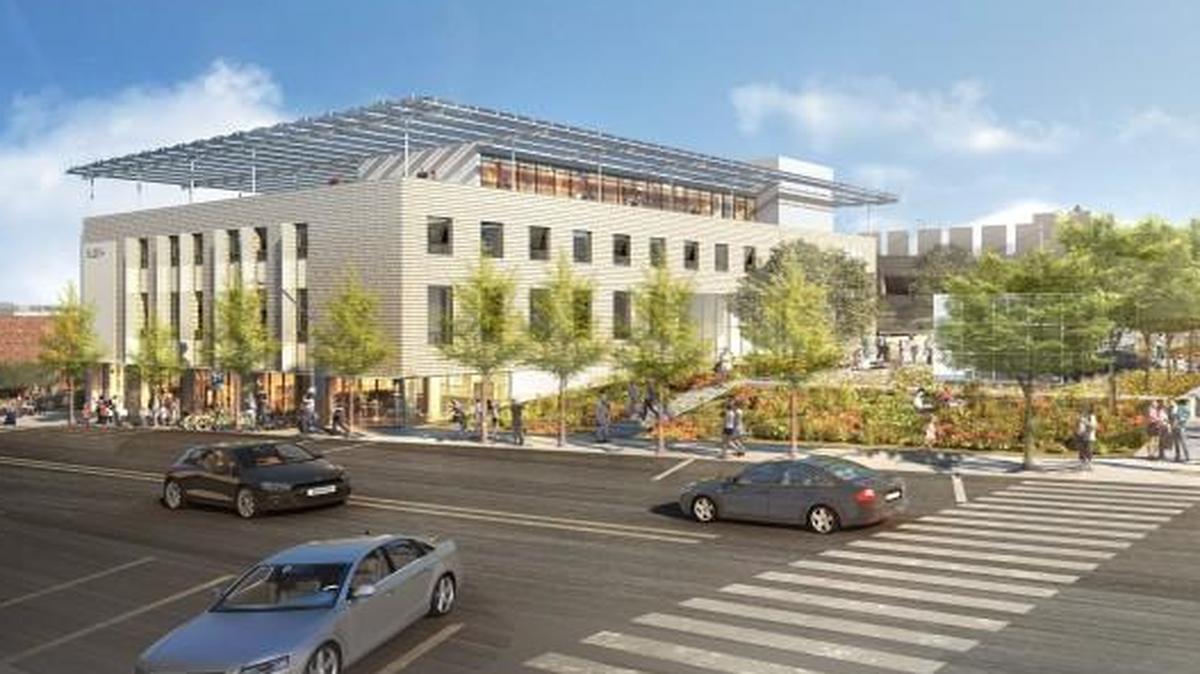 The proposed state-of-the-art, environmentally progressive headquarters for the BNIM architecture firm at 1640 Baltimore Ave.