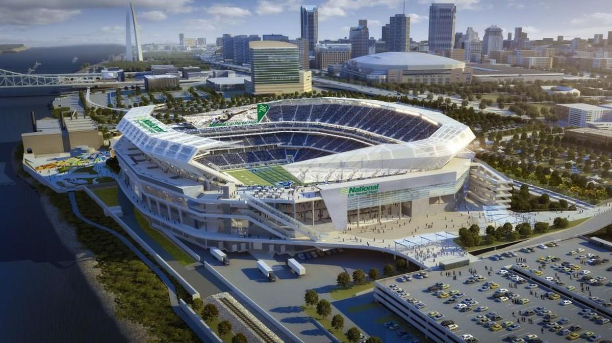A rendering of the proposed St. Louis Rams riverfront stadium.
