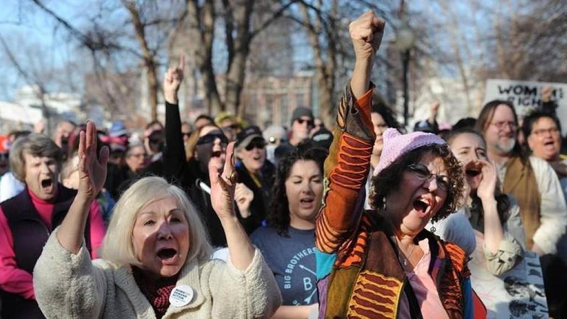 Thousands gathered last year in Washington Square Park as Kansas City rallied in conjunction with other events around the world to promote women’s rights.