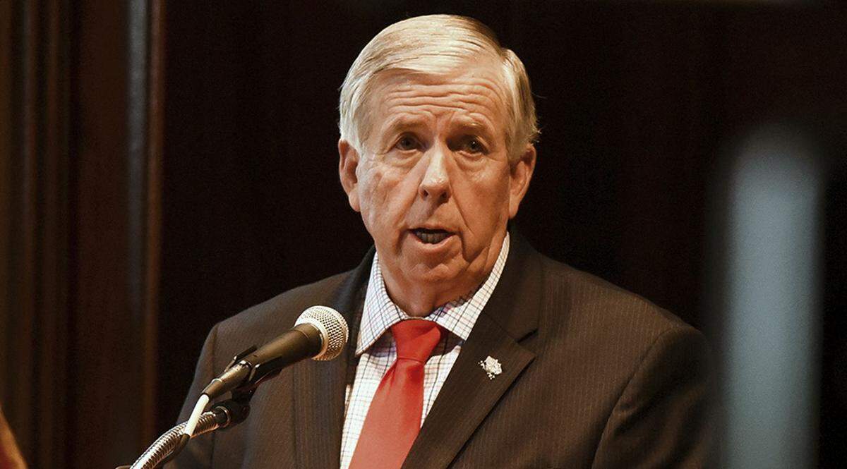 Missouri Gov. Mike Parson, who is considering a statewide vaccine incentive program.