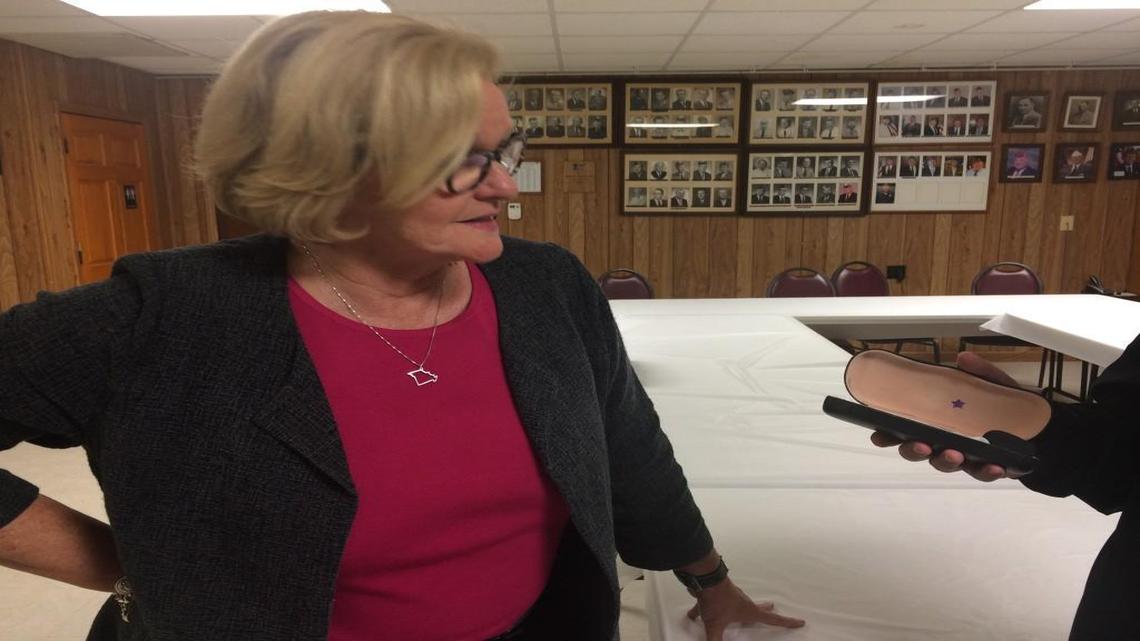 U.S. Sen. Claire McCaskill, a Missouri Democrat, talked with reporters at an event Thursday in Warrensburg, Mo.