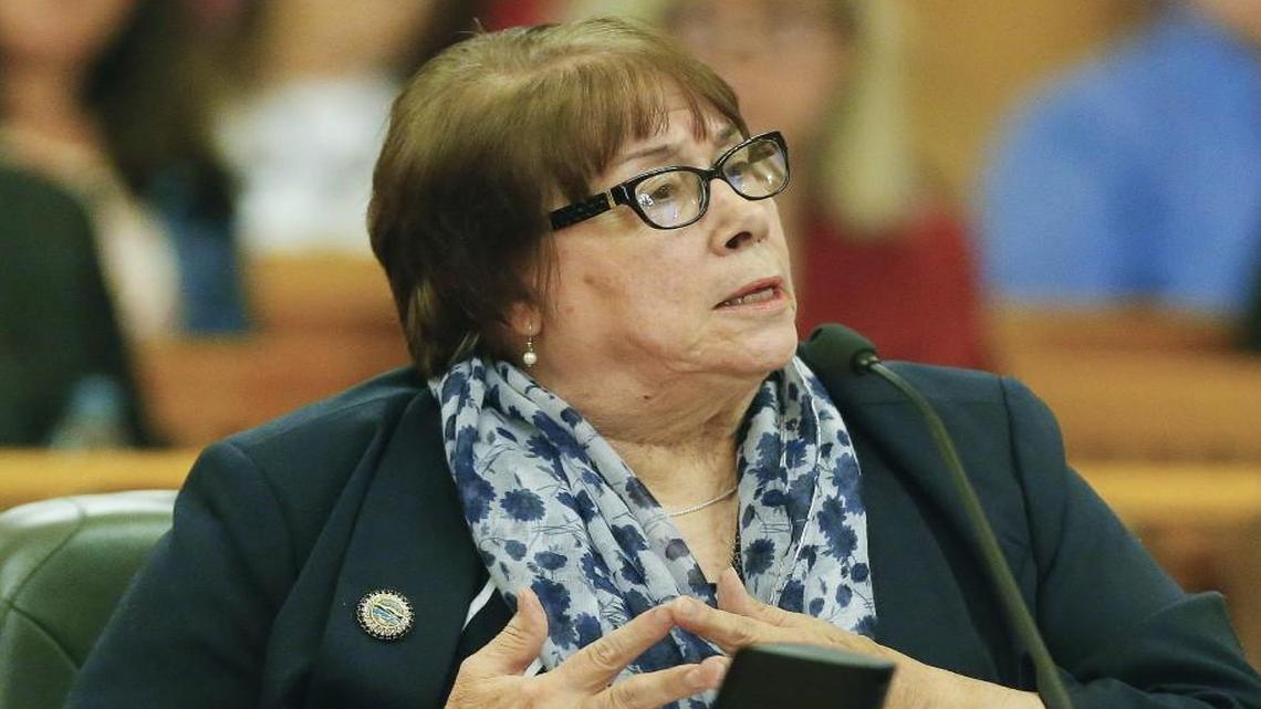 Phyllis Gilmore, secretary of the Kansas Department for Children and Families, said Tuesday that “of course I’m sorry that there’s ever any (children) staying overnight in any office. Certainly we don’t want that at all.”