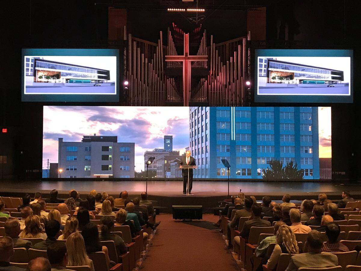 Springfield Mayor Ken McClure delivers the State of the City speech on Thursday, June 2, at Evangel University. McClure said in an interview the political environment has grown toxic.