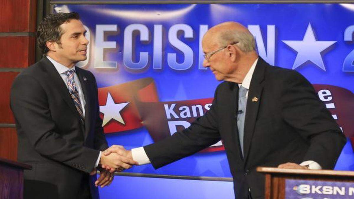 
The contest between Republican Sen. Pat Roberts (right) and independent challenger Greg Orman is essentially tied, both sides believe. It’s perhaps the closest Senate race in America. 
