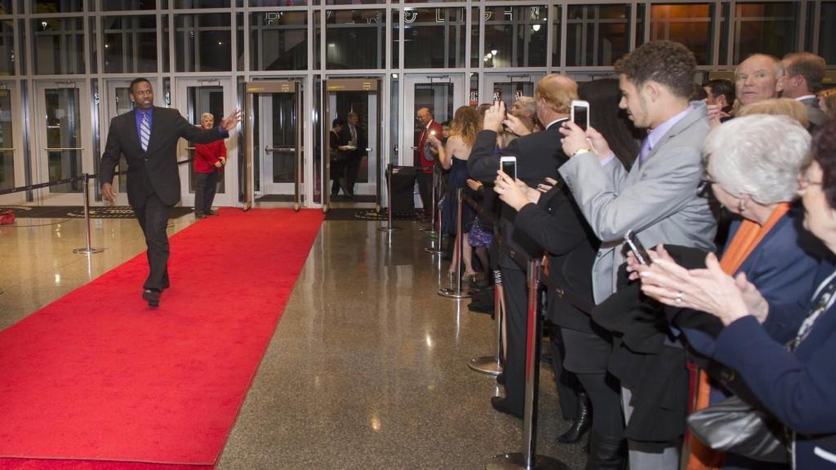 Rolando Blackman, a former player for Kansas State University, walked the red carpet at the College Basketball Experience last year before the National Collegiate Basketball Hall of Fame Class of 2015 induction ceremony at the Midland.