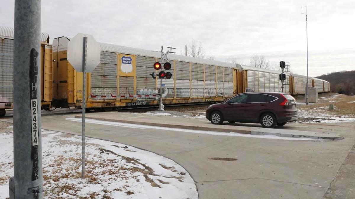 As part of a newly created train-horn quiet zone in western Shawnee, the crossing at 73rd Street and Martindale is now a public crossing with warning lights and a safety gate.