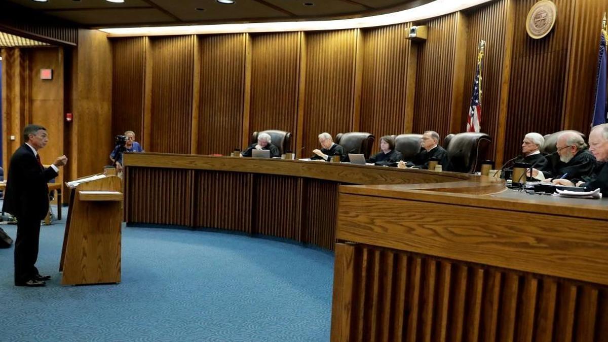Kansas Supreme Court justices listened to arguments in the Gannon v. Kansas school funding case in May.
