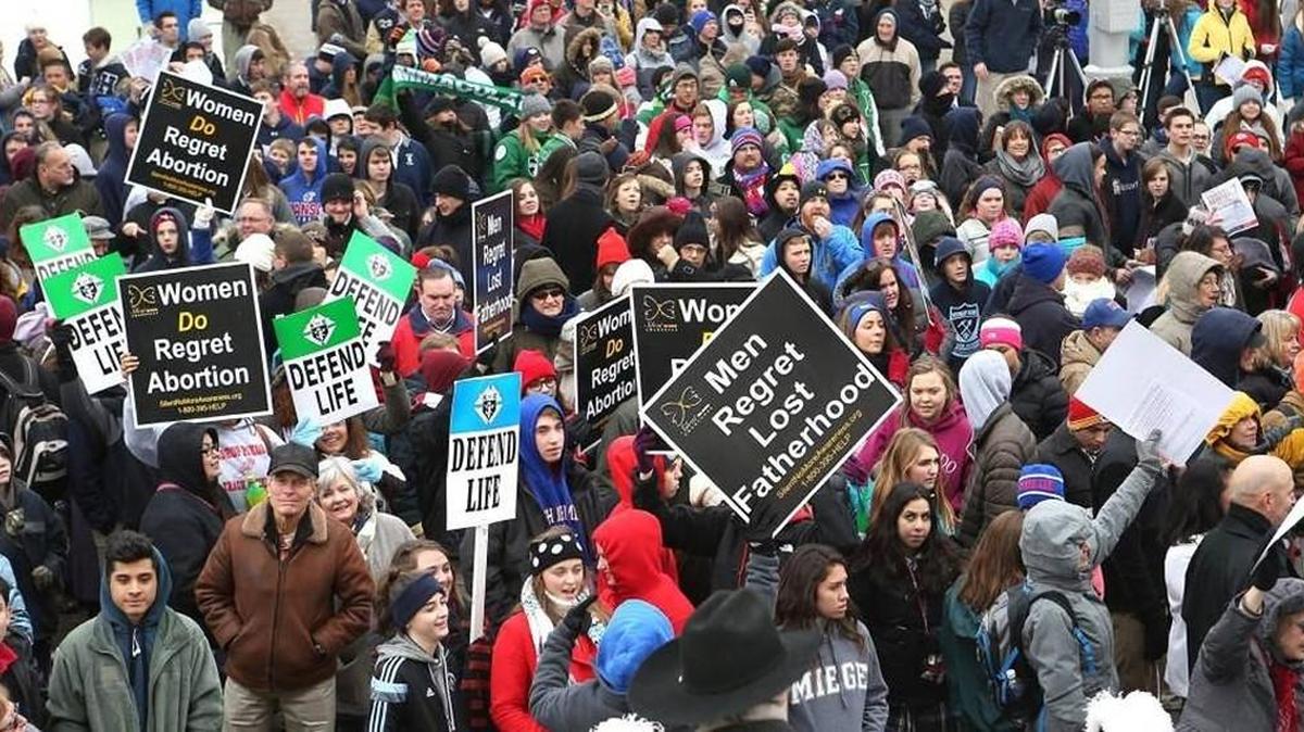 A Kansans for Life rally at the Statehouse in Topeka earlier this year