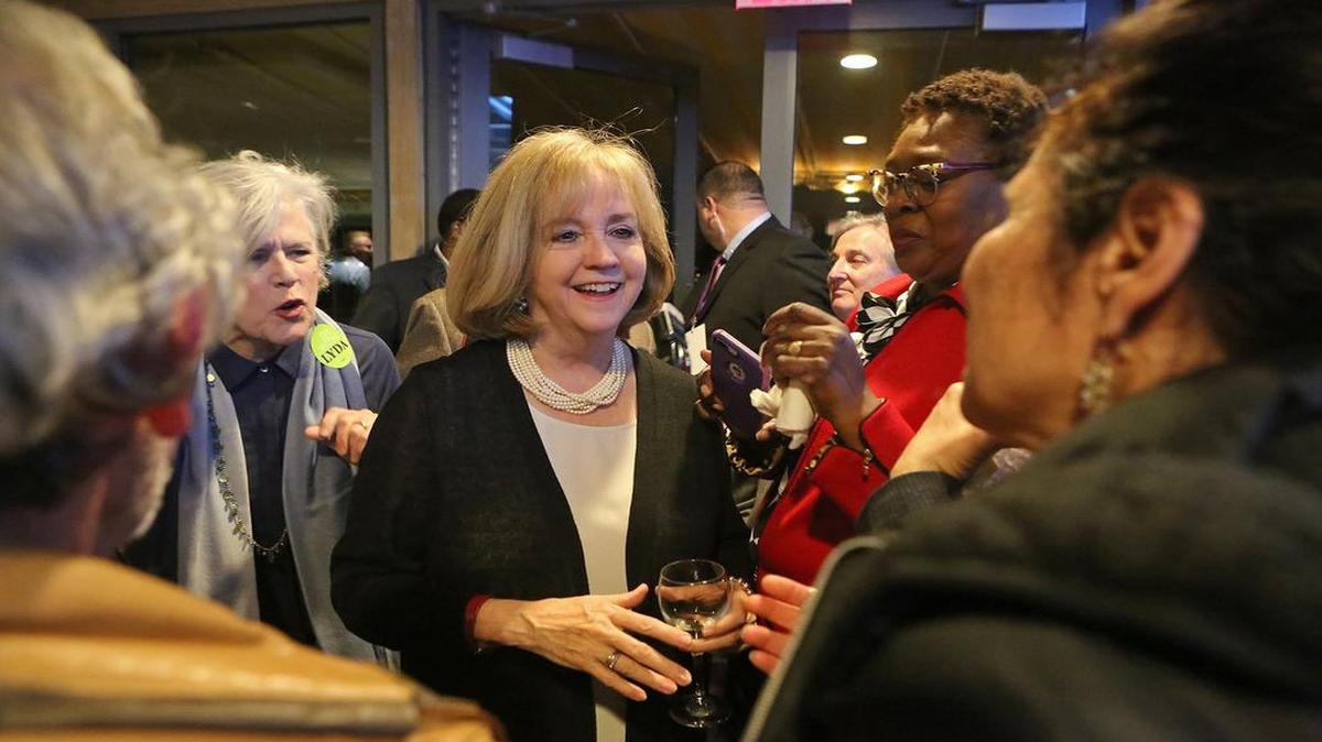 Lyda Krewson, newly elected mayor of St. Louis, chatted with well wishers at her victory party April 4 at the Norman K. Probstein Golf Course St. Louis. She’s the first female mayor in the city.