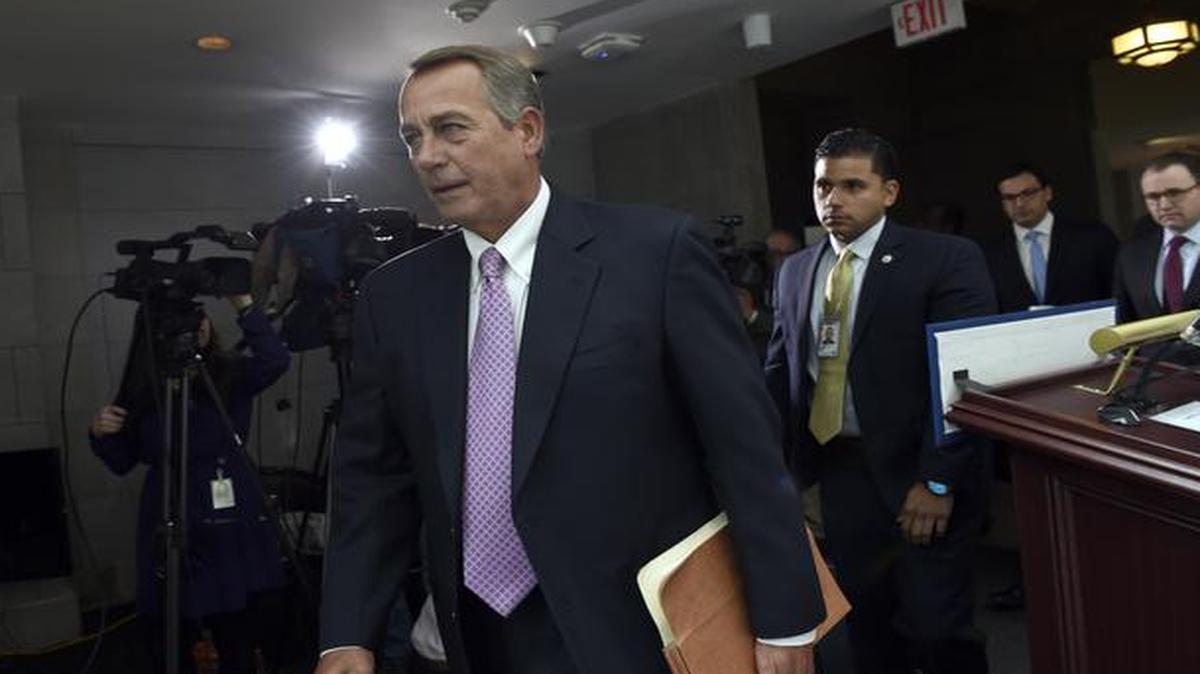 
House Speaker John Boehner of Ohio heads to a meeting on Capitol Hill in Washington, Wednesday
