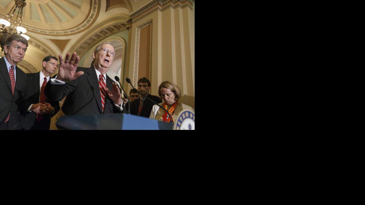 
Sen. Roy Blunt of Missouri (at left) said last week that he hopes President Obama decides that this is a good time for a divided government to take on difficult issues. This file photo shows Blunt with Sen. Mitch McConnell, who is, for now, Senate minority leader.
