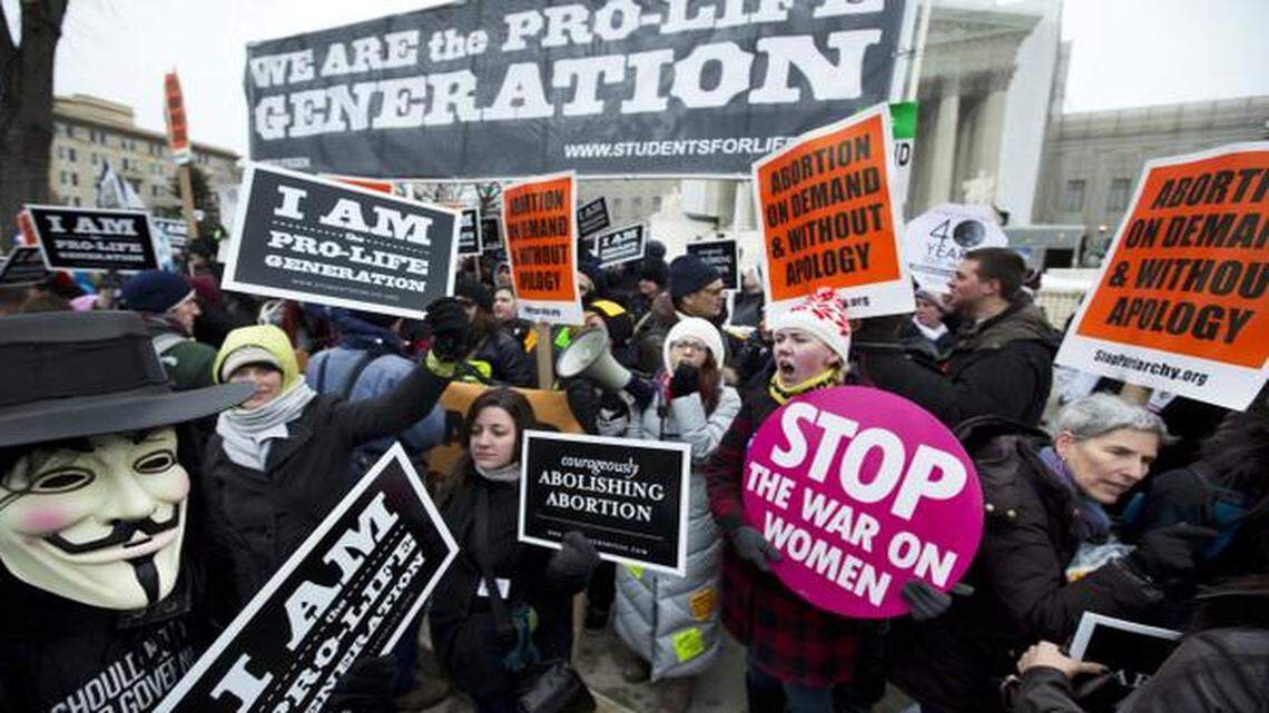 
Abortion opponents may be focusing less on national efforts, like this rally when they went face-to-face with pro-abortion rights activists in front of the U.S. Supreme Court last year. 
