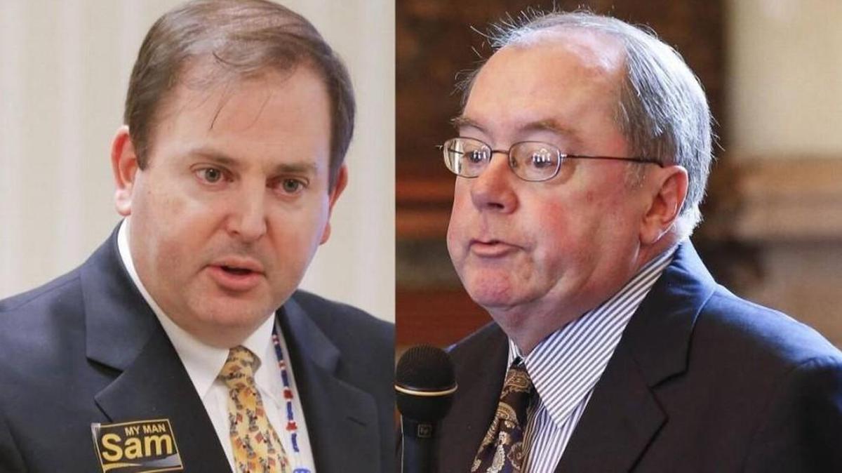 Former Brownback chief of staff David Kensinger (left) and Senate Minority Leader Anthony Hensley.