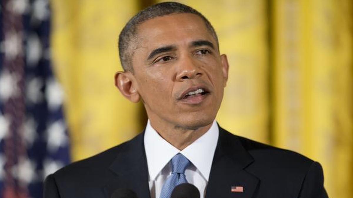 
President Barack Obama speaks during a news conference in the East Room of the White House, on Wednesday
