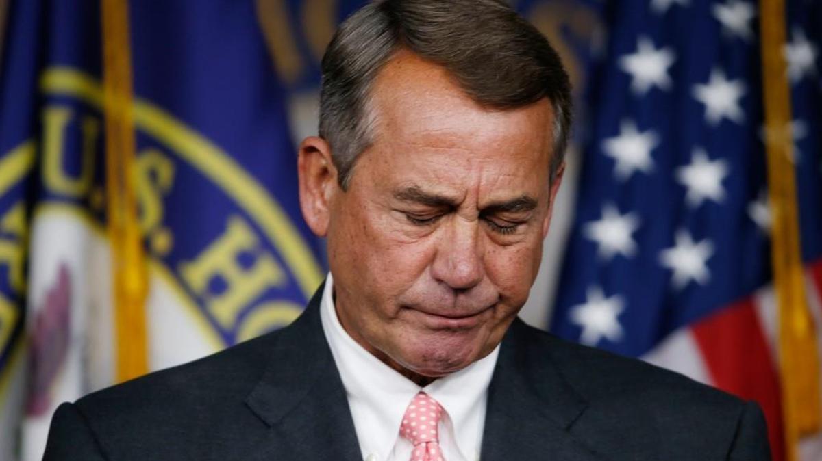 
House Speaker John Boehner of Ohio pauses during a news conference on Capitol Hill Friday
