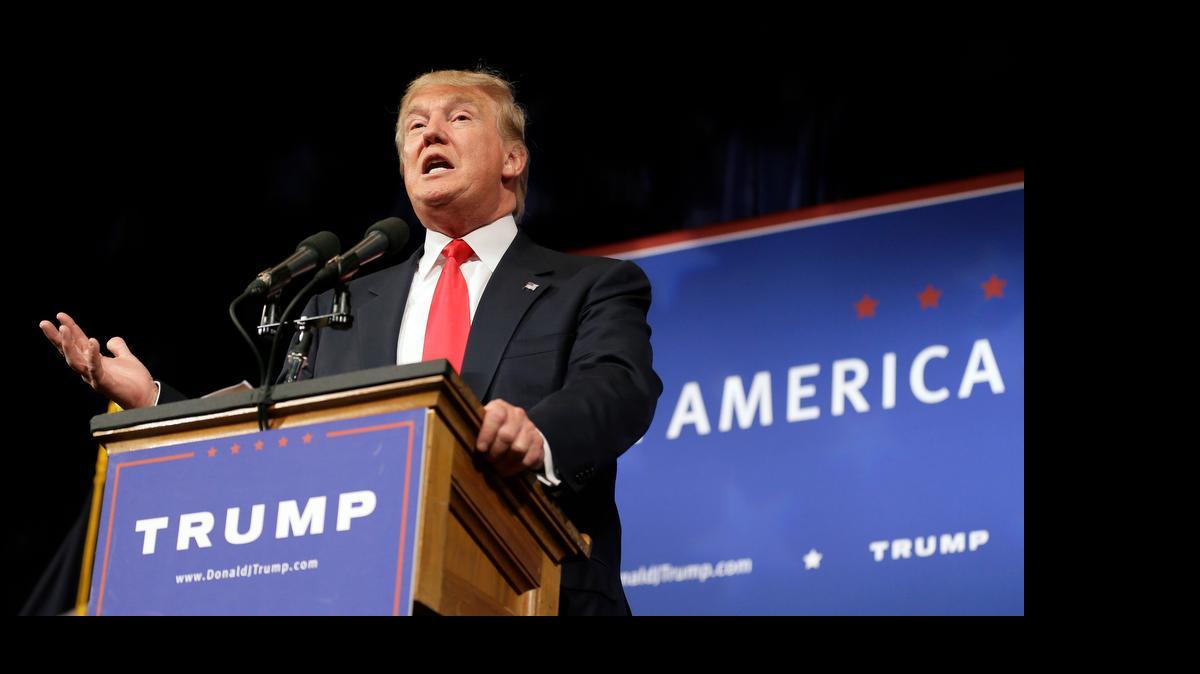 
Republican presidential candidate Donald Trump speaks to supporters during a rally Tuesday in Des Moines, Iowa.
