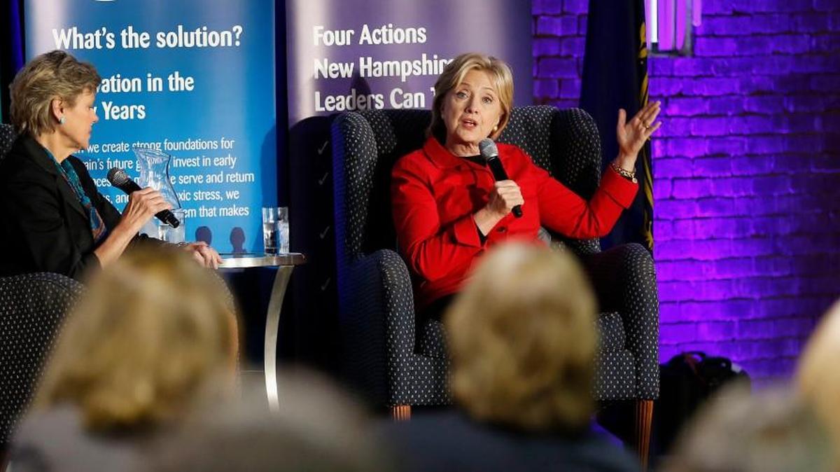 
Democratic presidential candidate Hillary Rodham Clinton speaks at an Early Childhood Education Conference Monday in Manchester, N.H. 
