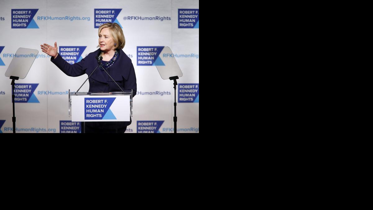 
Hillary Clinton speaks after accepting the Robert F. Kennedy Ripple of Hope Award

