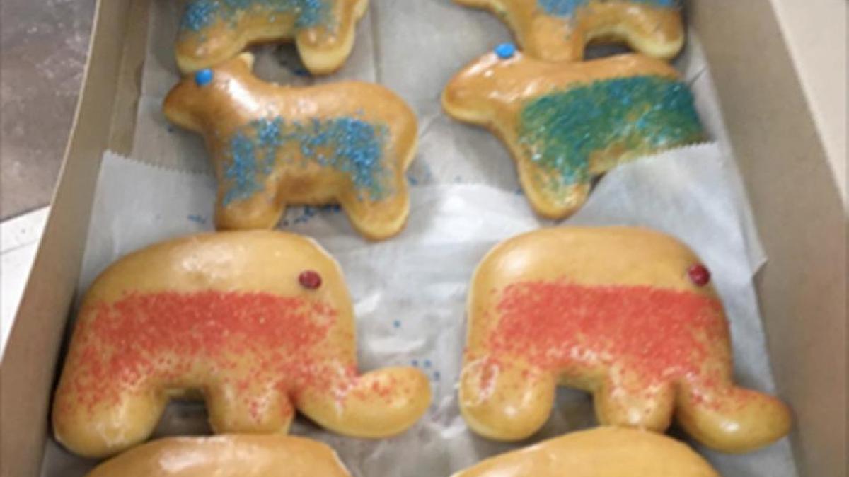 In its 2016 presidential poll, LaMar’s Donuts has put two very different, limited-edition donuts before its customers - the donkey-shaped “Fillery Clinton” and the elephant-shaped “Donut J. Trump.”