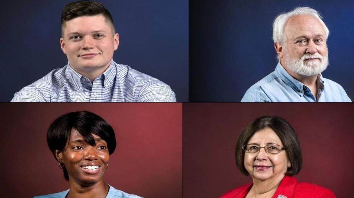 Braden Smith (clockwise from top left), Gary Bachman, Raquel Martinez and Lisa Watson weigh in on their choices in this heated presidential election.