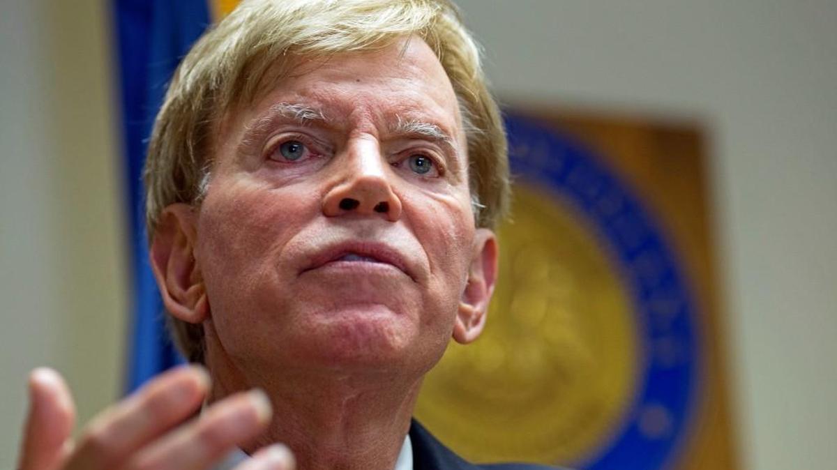Former Ku Klux Klan leader David Duke talks to the media July 22 at the Louisiana Secretary of State's office in Baton Rouge, La.