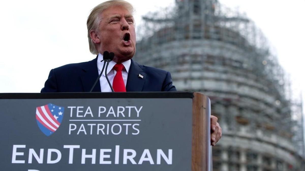 
Republican presidential candidate Donald Trump speaks at a rally organized by Tea Party Patriots in on Capitol Hill Wednesday
