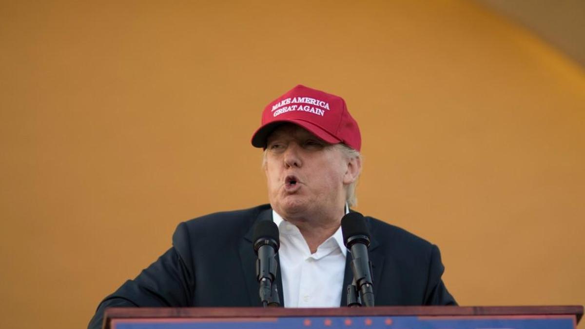 
Republican presidential candidate Donald Trump at a campaign rally at the state fair in Oklahoma City Friday
