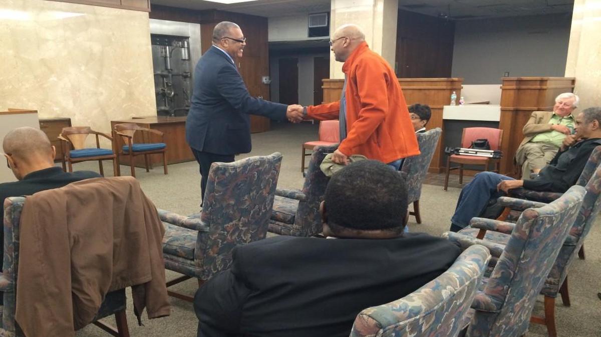 Former Wichita Mayor Carl Brewer addressed the Heartland Black Chamber of Commerce in Kansas City, Kan., after announcing his campaign for Kansas governor Monday.