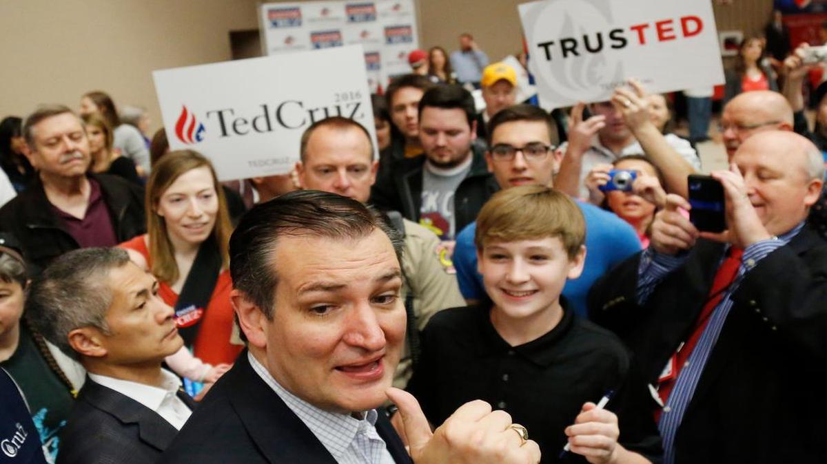 Texas Sen. Ted Cruz, shown campaigning in Wichita in 2016, won the last Republican caucus held in Kansas, but lost the GOP presidential nomination to Donald Trump.