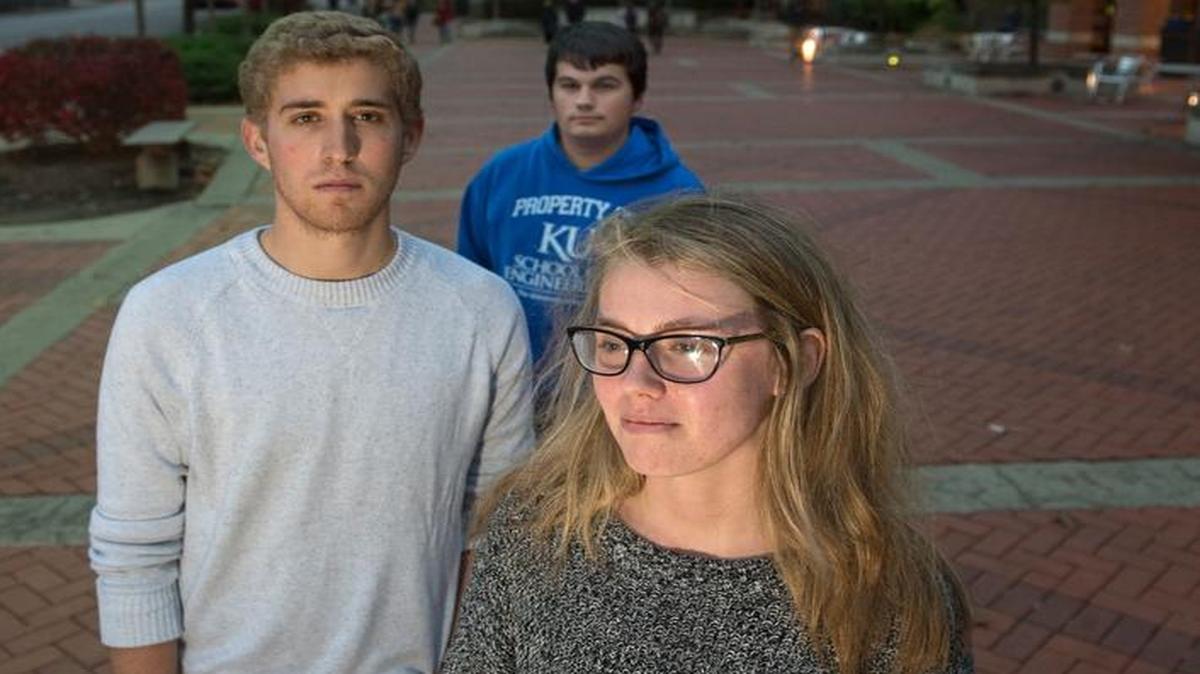 Amid demonstrations over racial tension on campus, protesters at the University of Kansas are seeking the resignations of (from top) chief of staff Adam Moon, Vice President Zach George and Student Body President Jessie Pringle.